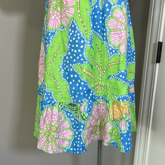 Anthropologie Rhode Mariana Linen Dress Blue Psychedelic Flower Grande Sz 10 NEW - Picture 6 of 14